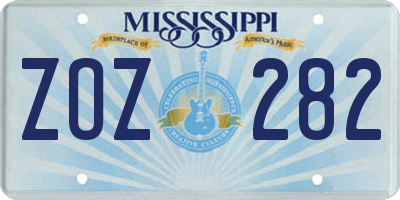 MS license plate ZOZ282