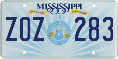 MS license plate ZOZ283
