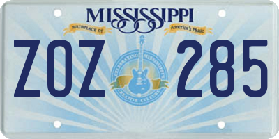 MS license plate ZOZ285