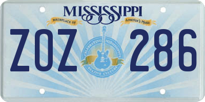 MS license plate ZOZ286