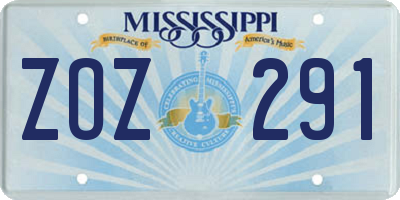 MS license plate ZOZ291