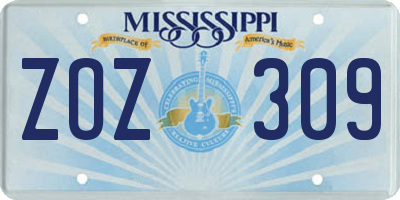MS license plate ZOZ309