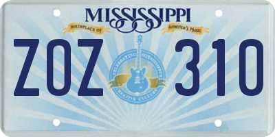 MS license plate ZOZ310
