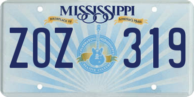 MS license plate ZOZ319
