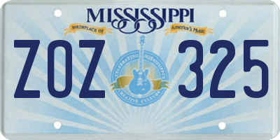 MS license plate ZOZ325