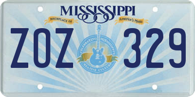 MS license plate ZOZ329