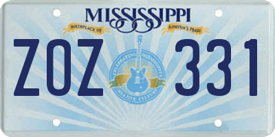 MS license plate ZOZ331