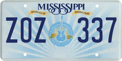 MS license plate ZOZ337