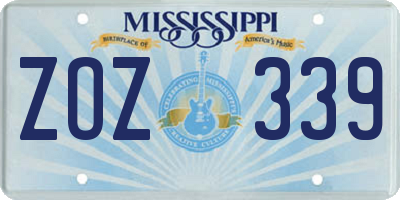 MS license plate ZOZ339