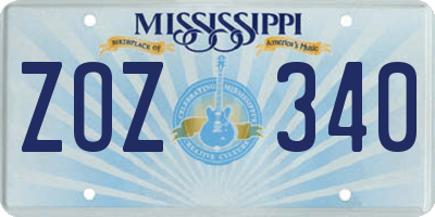 MS license plate ZOZ340