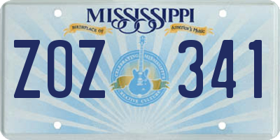 MS license plate ZOZ341