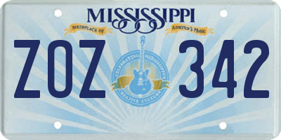 MS license plate ZOZ342