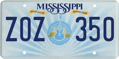 MS license plate ZOZ350