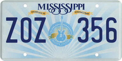MS license plate ZOZ356