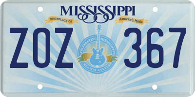 MS license plate ZOZ367