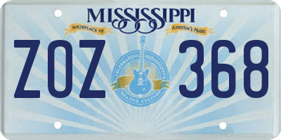 MS license plate ZOZ368