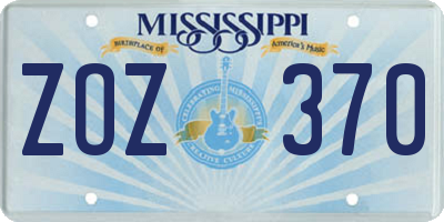 MS license plate ZOZ370