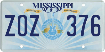 MS license plate ZOZ376
