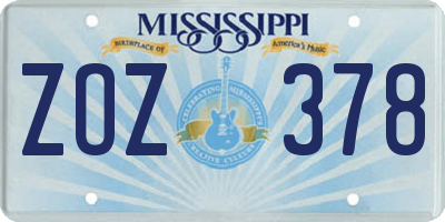 MS license plate ZOZ378