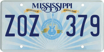 MS license plate ZOZ379