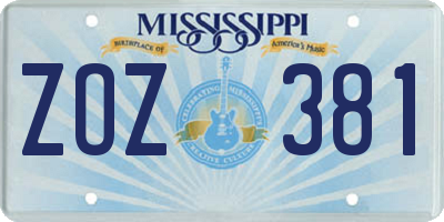 MS license plate ZOZ381