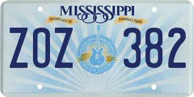 MS license plate ZOZ382