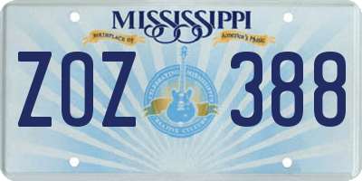 MS license plate ZOZ388