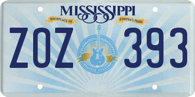 MS license plate ZOZ393