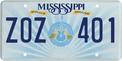 MS license plate ZOZ401