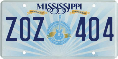 MS license plate ZOZ404