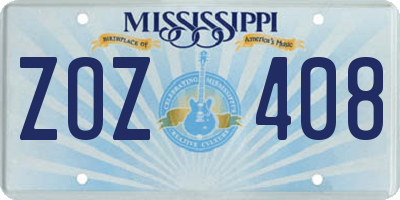 MS license plate ZOZ408