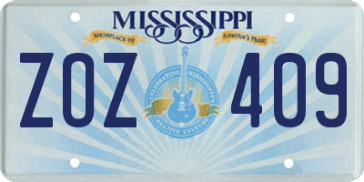 MS license plate ZOZ409
