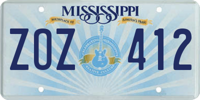 MS license plate ZOZ412