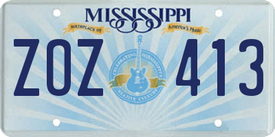 MS license plate ZOZ413