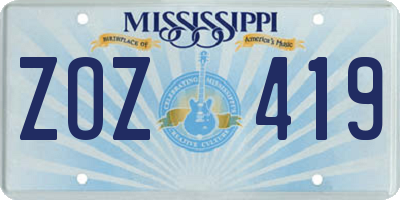MS license plate ZOZ419