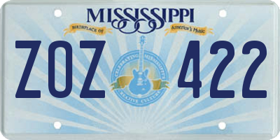 MS license plate ZOZ422