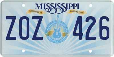 MS license plate ZOZ426