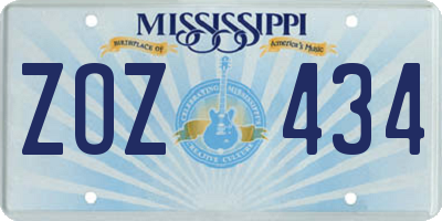 MS license plate ZOZ434