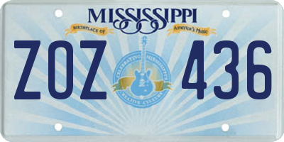 MS license plate ZOZ436