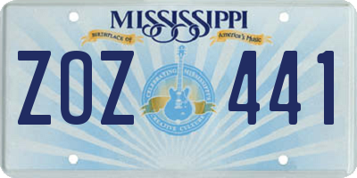 MS license plate ZOZ441