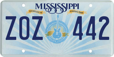 MS license plate ZOZ442