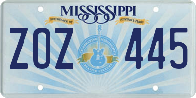 MS license plate ZOZ445