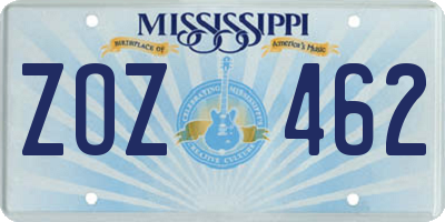 MS license plate ZOZ462