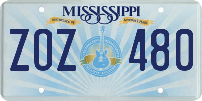 MS license plate ZOZ480