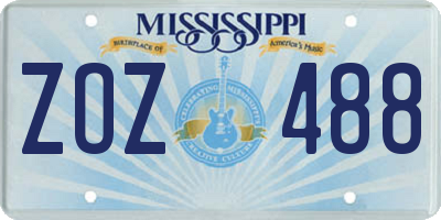 MS license plate ZOZ488
