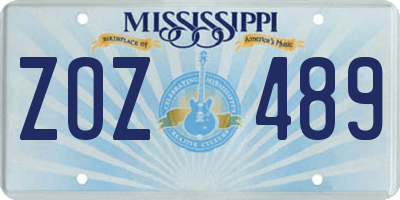 MS license plate ZOZ489