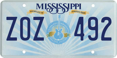 MS license plate ZOZ492