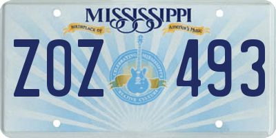 MS license plate ZOZ493