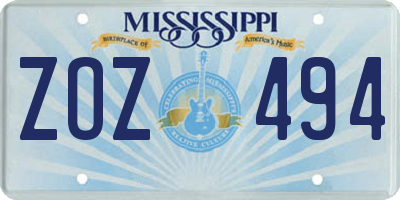 MS license plate ZOZ494