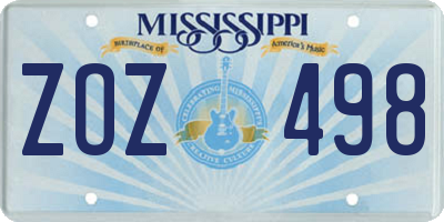 MS license plate ZOZ498
